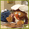 goss: Ernie and Cookie Monster baking cookies (Ernie - baking)