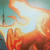 conflagrations: (flames; scooting along.)