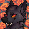 rax: a fox or wolf surrounded by orange roses (bianca)