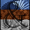arkofeden: Plural pride "&" over a blue wing, brown scales, and grey roses. (Default)