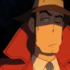 zenigatcha: Zenigata in the evening, side-eyeing through one eye. (Side eye at the campfire)