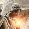 tamarbrandt: Stock image of an angel statue holding a lit candle against a somber background. (Default)