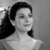 sixbeforelunch: troi with a small smile, black and white (troi - b&w)