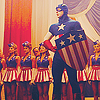 sporky_rat: Captain America in chorus uniform in front of his terrifyingly competent chorus girls. (never underestimate chorus girls)
