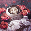 tropicsbear: A skeleton in an astronaut suit lying in a flower field (Misc: Astronaut skeleton)