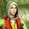 bemused_writer: Woman smoking in green robes (Laurinda 3)