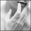phinnia: nude touching lip with fingers (soft touch hand to lip)