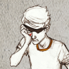 artfulironicist: Looking upset, DS wipes blood from his cheek with the heel of his hand. (Crying)