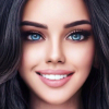 semperviridis: A girl with raven hair and blue eyes, smiling (Smiling Viri)