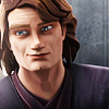 petra: CGI Anakin Skywalker, head and shoulders, looking rather amused. (Anakin - Trash fire Jesus)