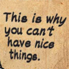 sassgaardian: Text on parchment, reading "This is why you can't have nice things." (Nice things)
