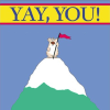 hilarytamar: cartoon animal on top of mountain holding flag (posts--yay you!)