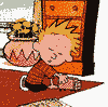 rocknroll1968: Hobbes pouncing on Calvin (Calvin & Hobbes pounce)