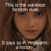 thalia: Hermione Granger, caption "This is the wankiest fandom ever.  It says so in 'Hogwarts: a History'" (wanky fandom)