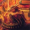 orbitaldiamonds: painting of dragon and books ([ a ] dragon and books)