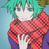 notsosou: A teal-haired man grinning at the viewer. (Default)