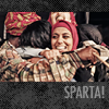 muccamukk: Amina gets a celabratory group hug from the rest of the band, text: Sparta! (WALP: Sparta!)