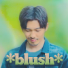 glymr: The word "blush" on an image of Zhao Yunlan looking shy (blush)