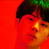 bethctg: bts's seokjin from a photoshoot where he is bathed in red light (bts - jin red photoshoot)