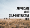 feast_of_regrets: Three horse riders under quote 'Appreciate your self destructive life' (Appreciate your self destructive life)