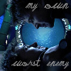 chokolattejedi: Picture of evil crystal John on top of John, faces close, light text "my own worst enemy" (SGA - My Own Worst Enemy)