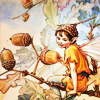 turlough: tiny fairy with acorns and oak leaves, art by Cecily Mary Baker ((autumn) another flower fairy)