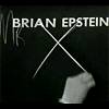naraht: "Mr X" written on chalkboard. Superimposed text reads "Brian Epstein." (beatles-MrX)