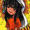 suzume: Original male character with long black hair and a white head covering (Isa ha-Katan)