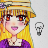 suzume: Marta, a blond female character wearing a cute little hat and a purple dress (Idea!)