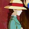 suzume: Sophie Hatter with her hat pulled down over her eyes, a la Studio Ghibli's "Howl's Moving Castle" (Brim down.)