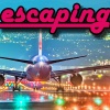 lilly_c: A aeroplane on a runway with escaping in dark pink text (Escaping)