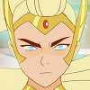 anghraine: adora from spop, transformed into she-ra, narrowing her eyes in anger (adora (angry))