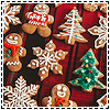 pensnest: prettily iced Christmas cookies on a red background (Christmas cookies)