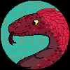who_is_page: A red-and-black basilisk with bright red feathers and yellow eyes. (Dash)