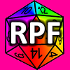 criticalkink: Rainbow d69 on magenta background with "RPF" written across the top in white (RPF)