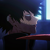 vriddy: Dabi with feather against throat (dabi with feather)
