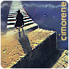 cimorene: Painting of a man on a surreal set of stairs that go on into infinity (labyrinth)