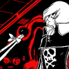 linky: Harlock and Tori-san looking upwards, profile view (Leijiverse: harlock - tori)
