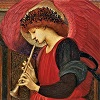 bratfarrar: An angel with red wings playing a trumpet (christmas)