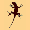 leesa_perrie: Silhouette of a gecko on a brown background. (Gecko)
