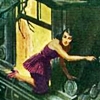 whimsyful: a girl sneaking out of a window at night (christie crooked house girl)