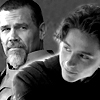 dreamlittleyo: Paul Atreides and Gurney Halleck looking mischievous in black and white (Dune: Gurney Paul)