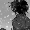 sangreine: face covered :: snowing :: sad :: neutral (snow on my shoulder)