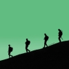 watersword: Four silhouetted figures walking downhill (The Old Guard: depends on the century)