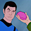 sixbeforelunch: mccoy eyeing a tribble in tas, no text (trek - tas mccoy with tribble)