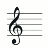 aletheiafelinea: moving gif; a clef jumping upon the lowest line of the stave, trampoline-like (music)