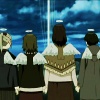 oneill: Haibane Renmei - Kana, Nemu, Rakka, and Hikari look toward a column of light (終章)