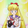 pianogurl330: Sailor Venus holding Luna and Artemis. (SM🌙 Sailor V & cats)