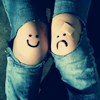 manifestjoy: Ripped jeans with happy and sad knees (other - happy-sad knees)