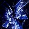 autobotscoutriella: dark blue glass shattered against a black background (shatterpoint)
